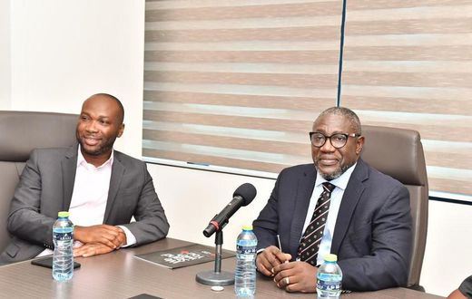 Mr Richard Adjie, Kasapreko's Managing Director (left) and Mr. Daniel Addo, CBG's Managing Director (right)