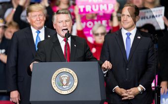 epublican Congressional candidate for North Carolina's 9th district Mark Harris with President Donald Trump.