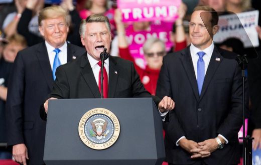epublican Congressional candidate for North Carolina's 9th district Mark Harris with President Donald Trump.