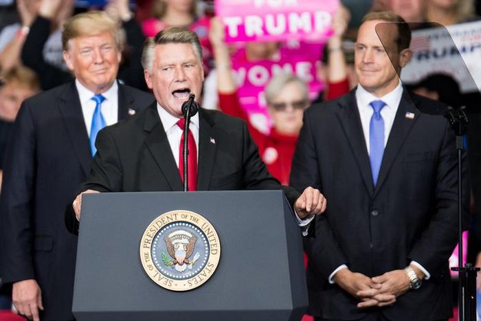 epublican Congressional candidate for North Carolina's 9th district Mark Harris with President Donald Trump.