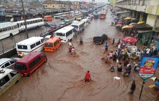 A flood area in Ghana