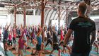 workout yoga instructor stretching