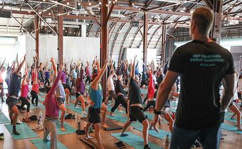 workout yoga instructor stretching