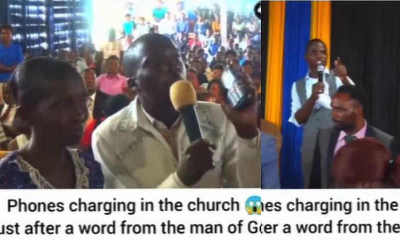 Church members give testimonies as pastor uses God’s power to charge their phones
