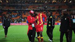 Asamoah Gyan after missing penalty against Uruguay during 2010 World Cup