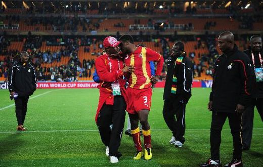 Asamoah Gyan after missing penalty against Uruguay during 2010 World Cup