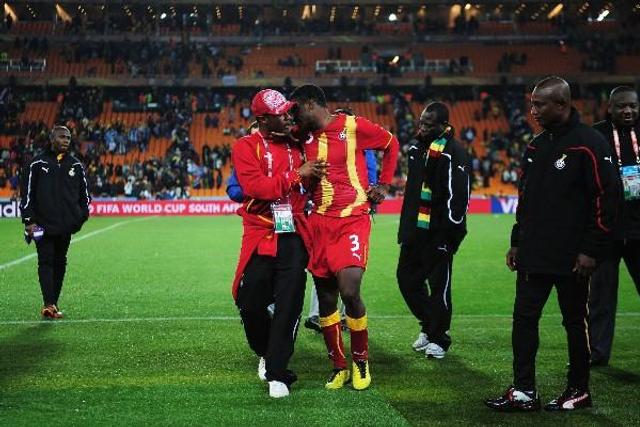 Asamoah Gyan after missing penalty against Uruguay during 2010 World Cup