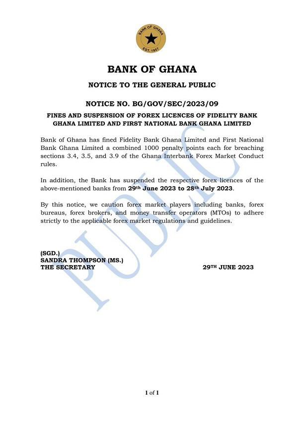 BOG statement