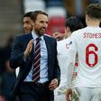 England manager Gareth Southgate congratulates his players after their dramatic win over Croatia