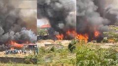 Hundreds rendered homeless as fire guts kiosk estate along the motorway