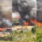 Hundreds rendered homeless as fire guts kiosk estate along the motorway