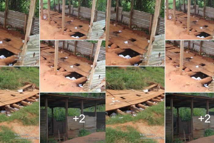 SHS students remove uniforms, hang them outside to use smelly open toilet full to the brim