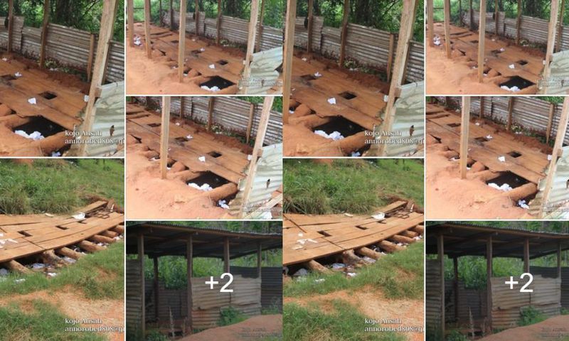 SHS students remove uniforms, hang them outside to use smelly open toilet full to the brim