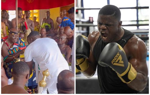 Otumfuo blesses Freezy Macbones ahead of boxing bout against Ibrahim Labaran