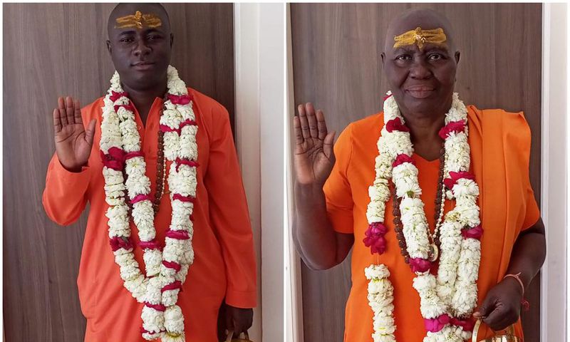 Ghanaian Hindus celebrate Swami Shankarananda and Swamini Geetananda into Hindu Monkhood