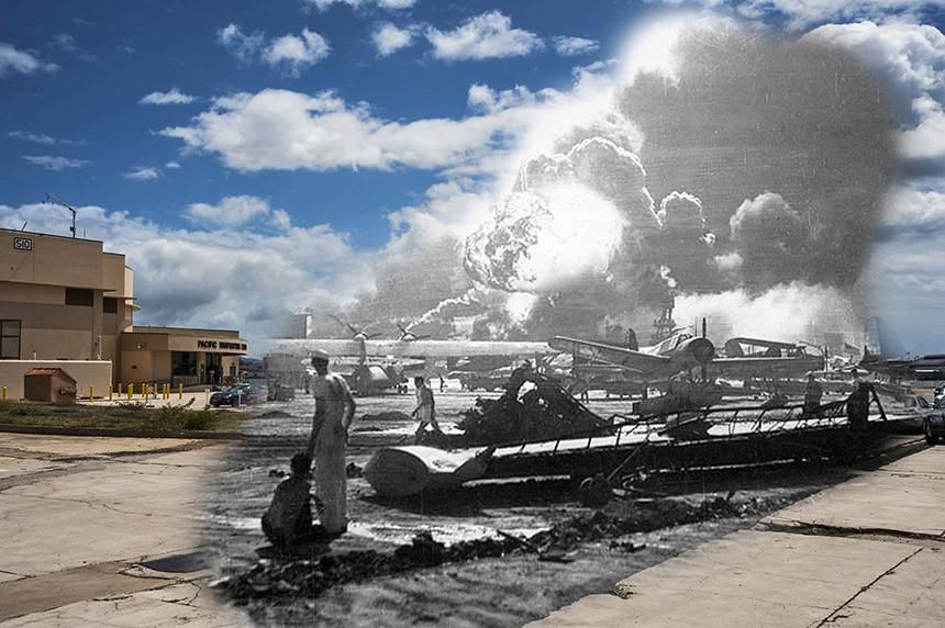 The Navy made incredible photos to show present-day Pearl Harbor compared with the day of the attack