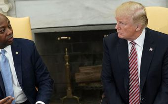 President Donald Trump with South Carolina Republican Sen. Tim Scott.