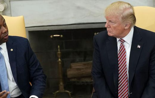 President Donald Trump with South Carolina Republican Sen. Tim Scott.