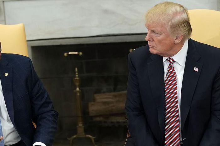 President Donald Trump with South Carolina Republican Sen. Tim Scott.