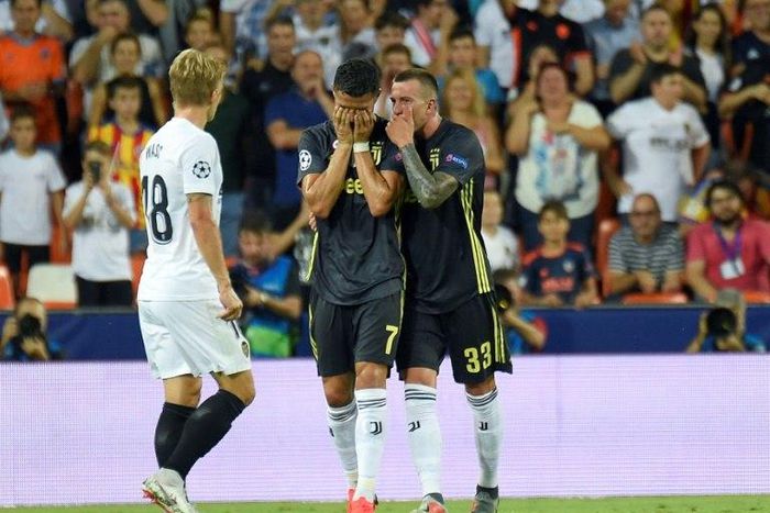 Tears: Cristiano Ronaldo reacts after receiving a red card