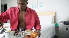Man eating breakfast