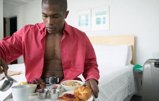 Man eating breakfast