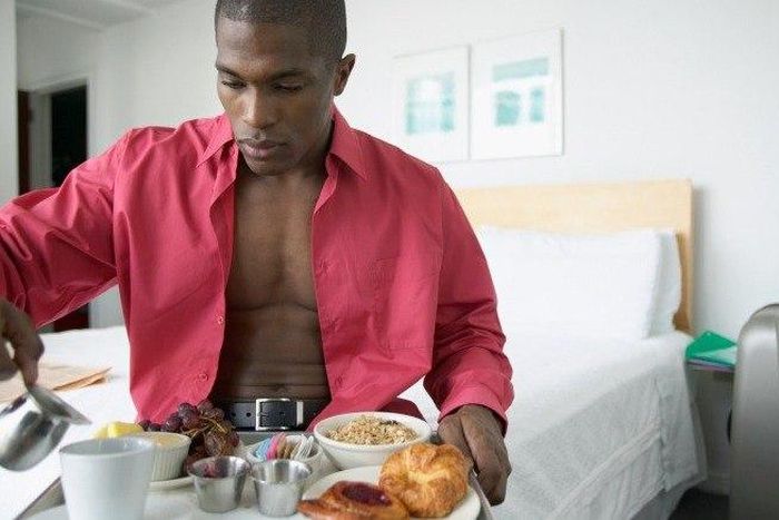 Man eating breakfast