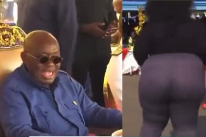 Akufo-Addo screams ‘Eii!’ as dancing woman shakes big buttocks vigorously
