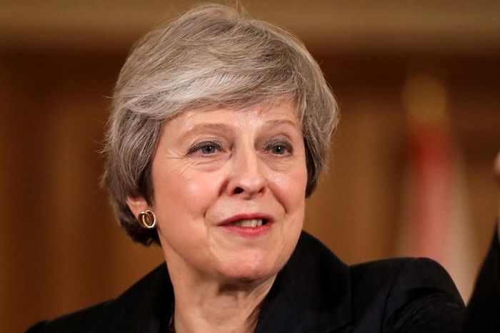 Britain's Prime Minister Theresa May holds a news conference at Downing Street in London