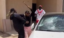 Angry Akuapem Poloo smashes windscreen of Musician's Benz during fight (VIDEO)