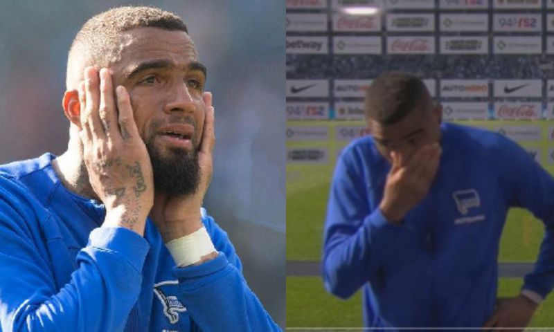 Kevin-Prince Boateng sheds tears as Hertha Berlin suffer relegation