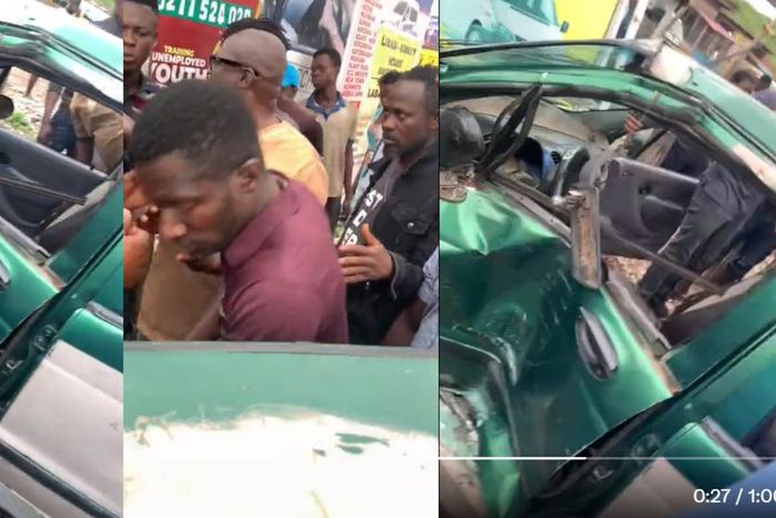 Speeding train smashes taxi at Alajo as driver dangerously crosses railway