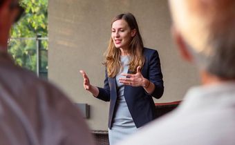 State Senate candidate Alessandra Biaggi at a campaign event in July.