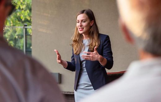 State Senate candidate Alessandra Biaggi at a campaign event in July.