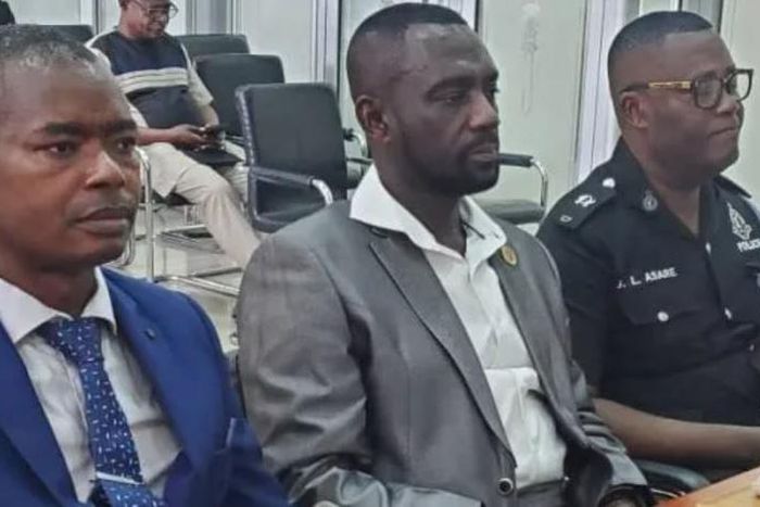 COP George Alex Mensah (m), Superintendent Emmanuel Eric Gyebi (l) and Superintendent George Lysander Asare (r)