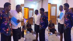 Kanayo O Kanayo initiates son into Nollywood, warns crew not to treat him special