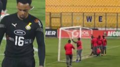 Video: Macho men hold goalpost in Black Stars training to prevent repeat of Wollacott’s injury