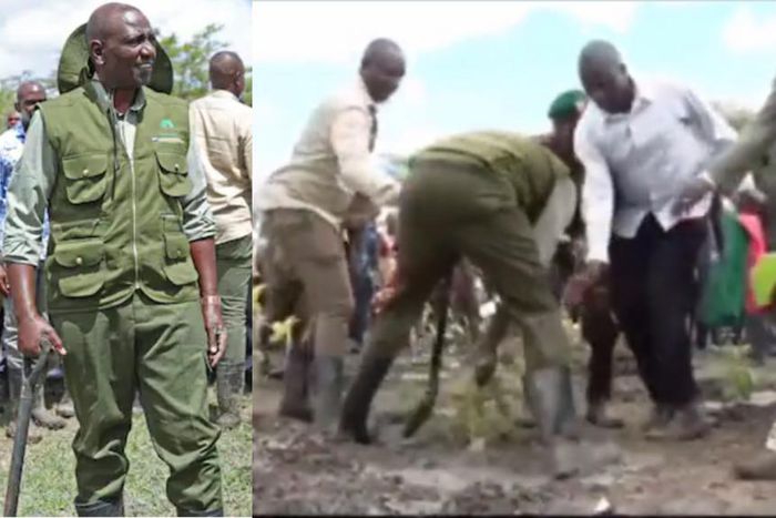 ‘Leave me alone’ - President Ruto screams at his men for trying to save him from falling