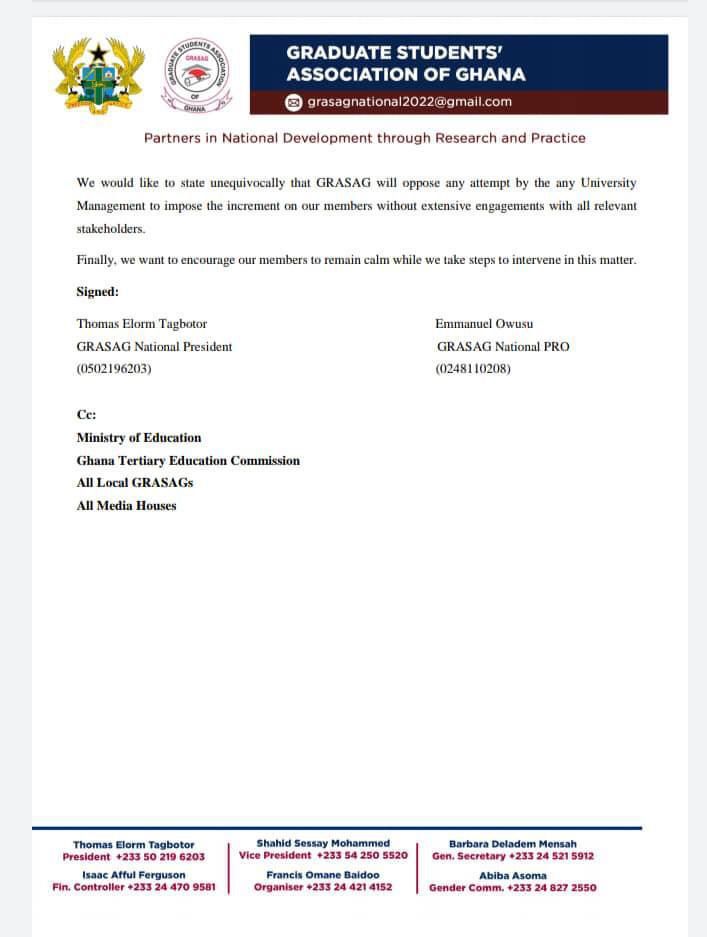 GRASAG STATEMENT