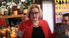 ST LOUIS, MO - NOVEMBER 05: Senator Claire McCaskill (D-MO) speaks with supporters at The Royale bar on November 5, 2018 in St. Louis, Missouri. McCaskill is in a tight race for votes with her Republican challenger Josh Hawley for tomorrow's midterm el...