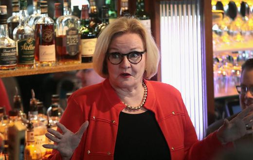 ST LOUIS, MO - NOVEMBER 05: Senator Claire McCaskill (D-MO) speaks with supporters at The Royale bar on November 5, 2018 in St. Louis, Missouri. McCaskill is in a tight race for votes with her Republican challenger Josh Hawley for tomorrow's midterm el...