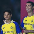 Ronaldo and his son at his unveiling for AL-Nassr