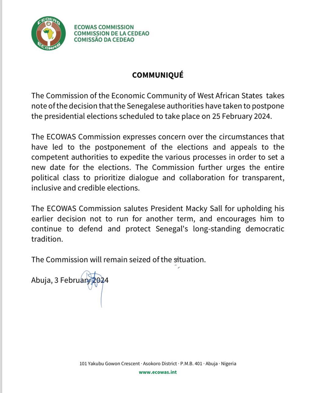 ECOWAS-COMMUNIQUE