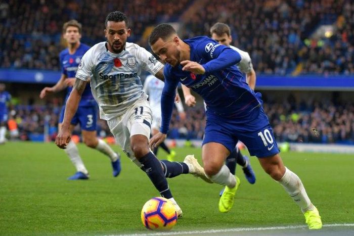 Eden Hazard, in action for Chelsea during Sunday's goalless draw with Everton, is still enjoying life at Stamford Bridge