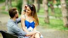 couple dating bench
