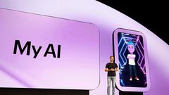 Evan Spiegel announcing Snapchat's "My AI" feature.Joe Scarnici/Stringer/Getty
