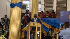 Nana Dwemoh Benneh, CEO of the Universal Merchant Bank delivering his address at the 75th congregation ceremony of the College of Education at the University of Ghana