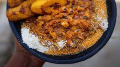Gobe (Gari and beans)