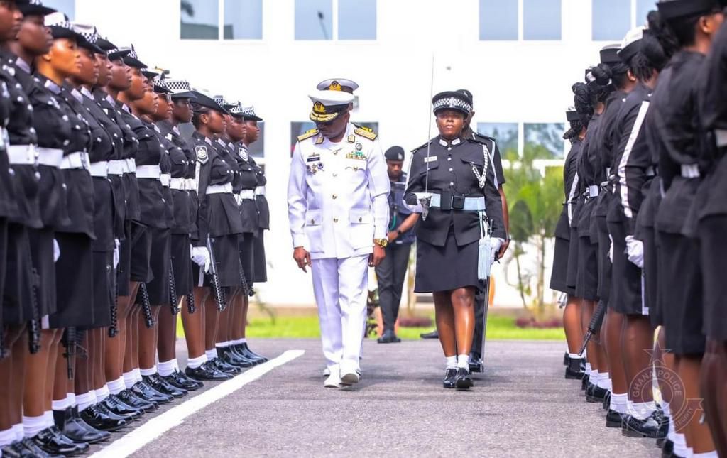 Ghana Police Service and other security agencies honour outgoing Chief of Defence Staff, Vice Admiral Seth Amoama, with a guard of honour