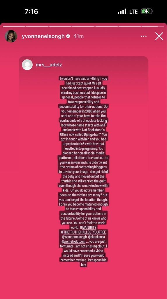 Yvonne Nelson shares revelation from another lady who claims Sarkodie impregnated her too